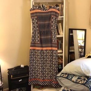 Blue and orange Patterned Maxi dress